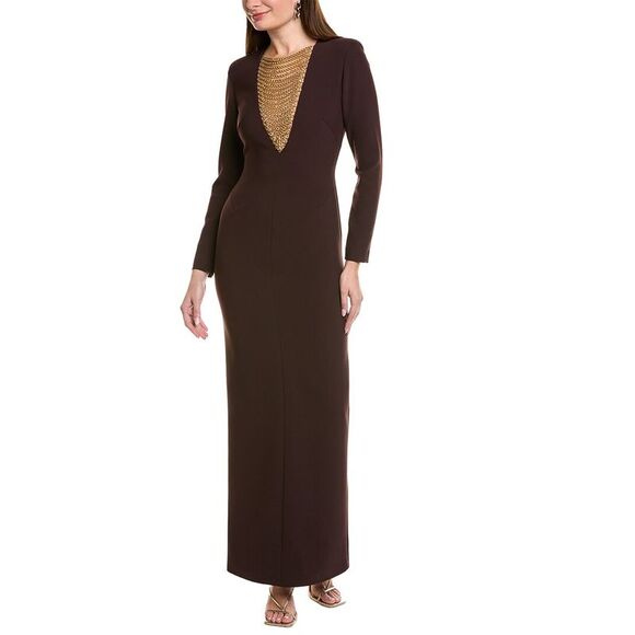 Carla Ruiz WomensChain Bib Maxi Dress Brown
